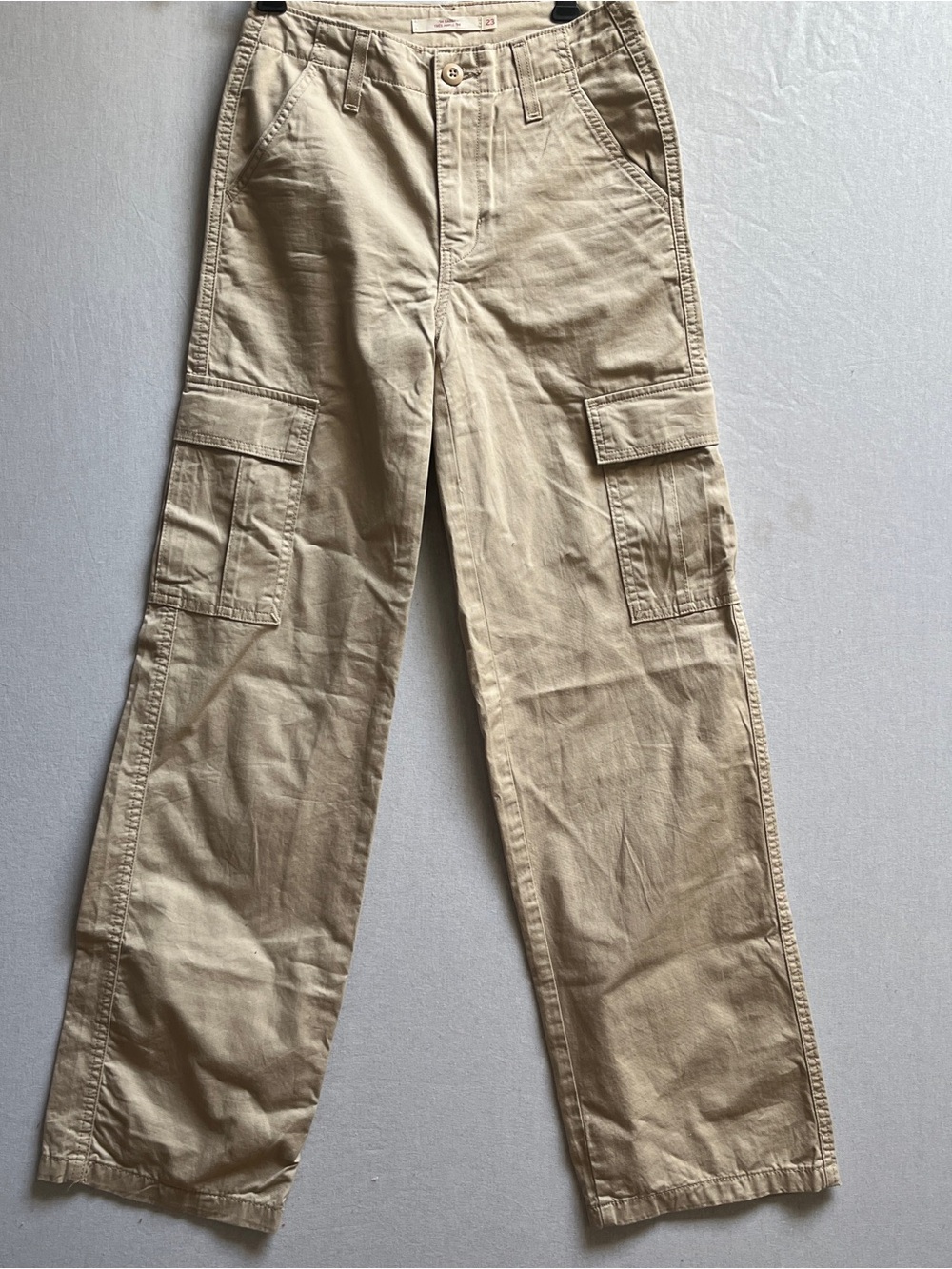Levi's Y2K Style Khaki Tan Cargo Pants '94 Baggy Straight Fit SZ 23 - 27"